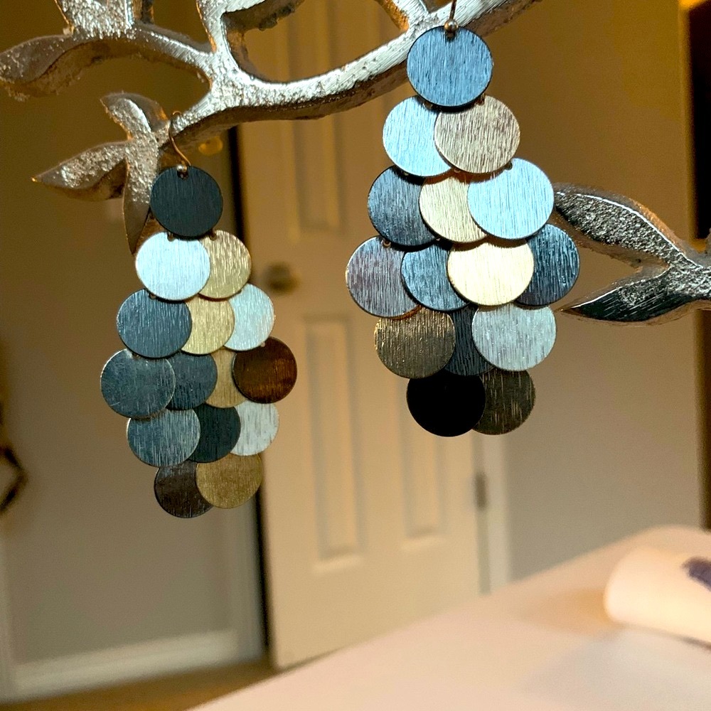 Three-tone Chandelier Earrings